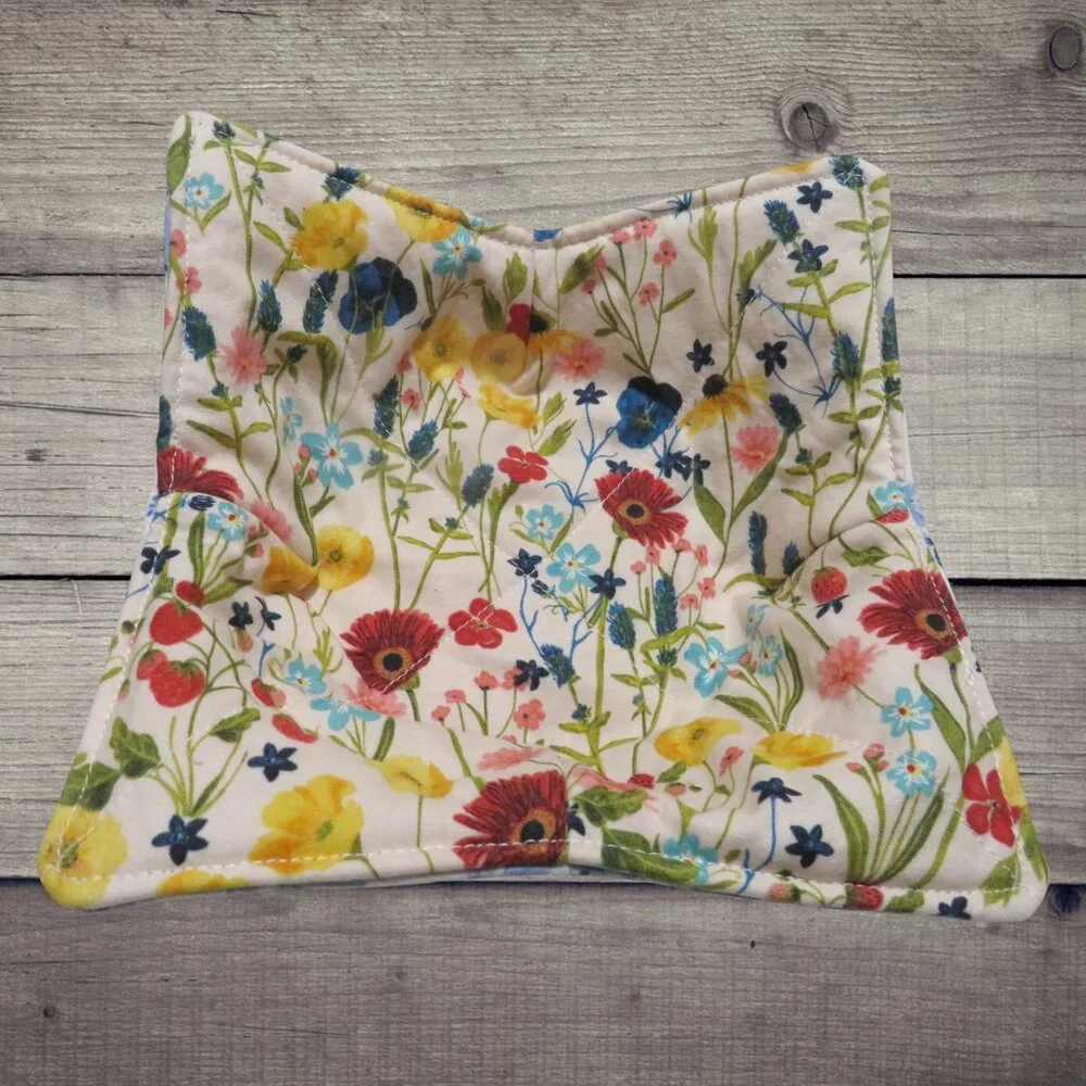 Microwave Bowl Cozy, Reversible Floral Soup Bowl or Ice Cream Cozy